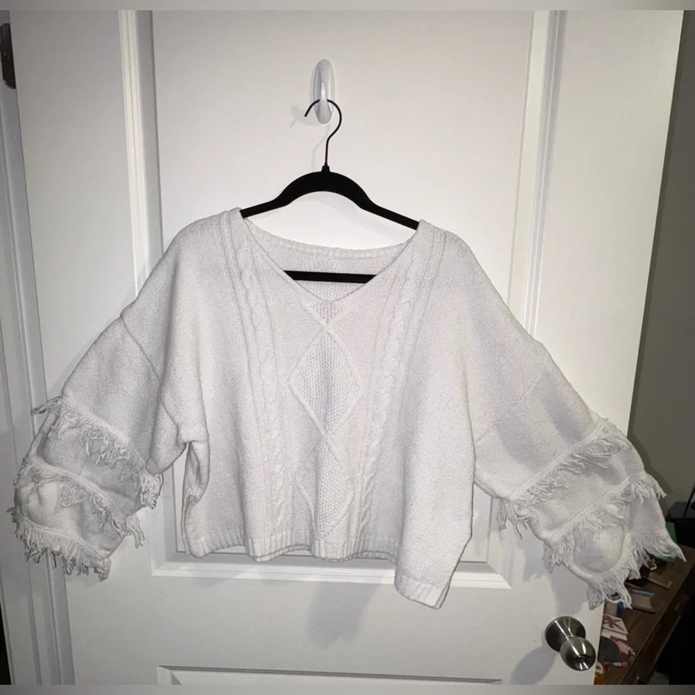 SHEIN white Fringe Sweater - Picture 3 of 3